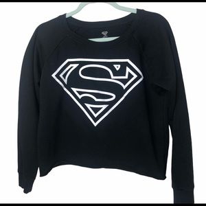 Superman Black Cropped up Hoodie Size S
